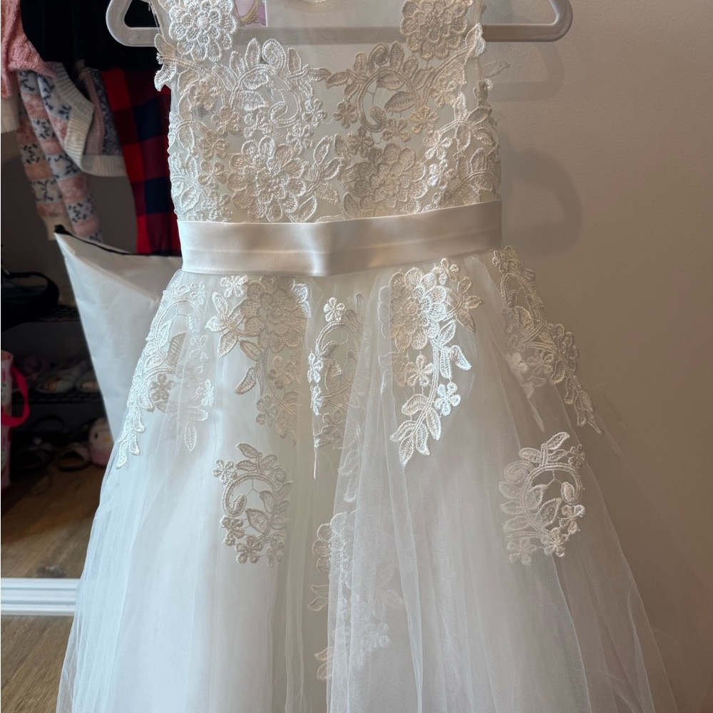 Charming Ivory Floral Kids Dress